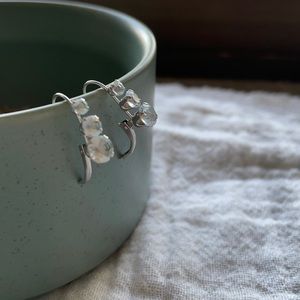 Genuine 10K gold topaz lever back dangle earrings